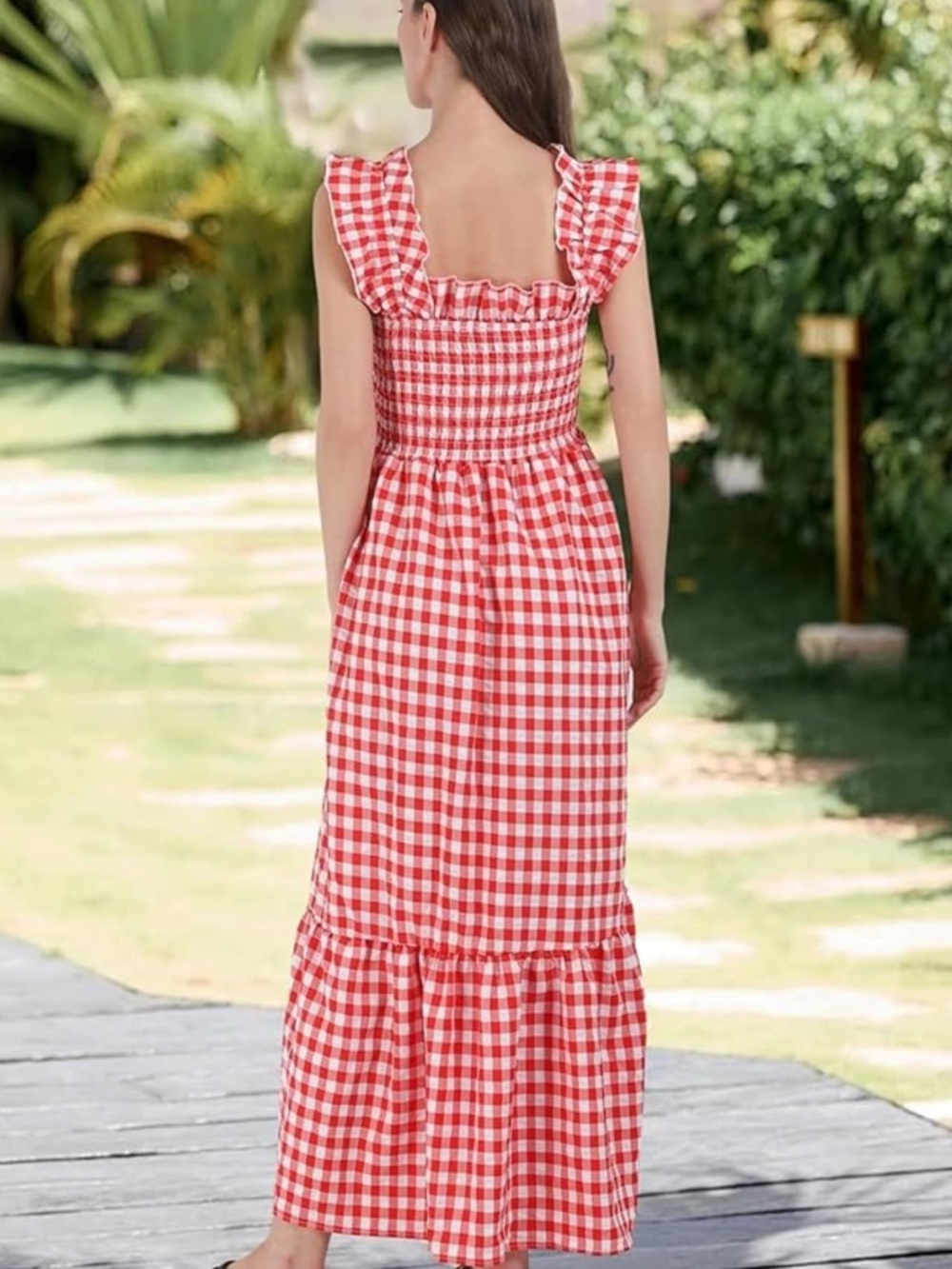 Gingham printed maxi dress med - Picture 3 of 12